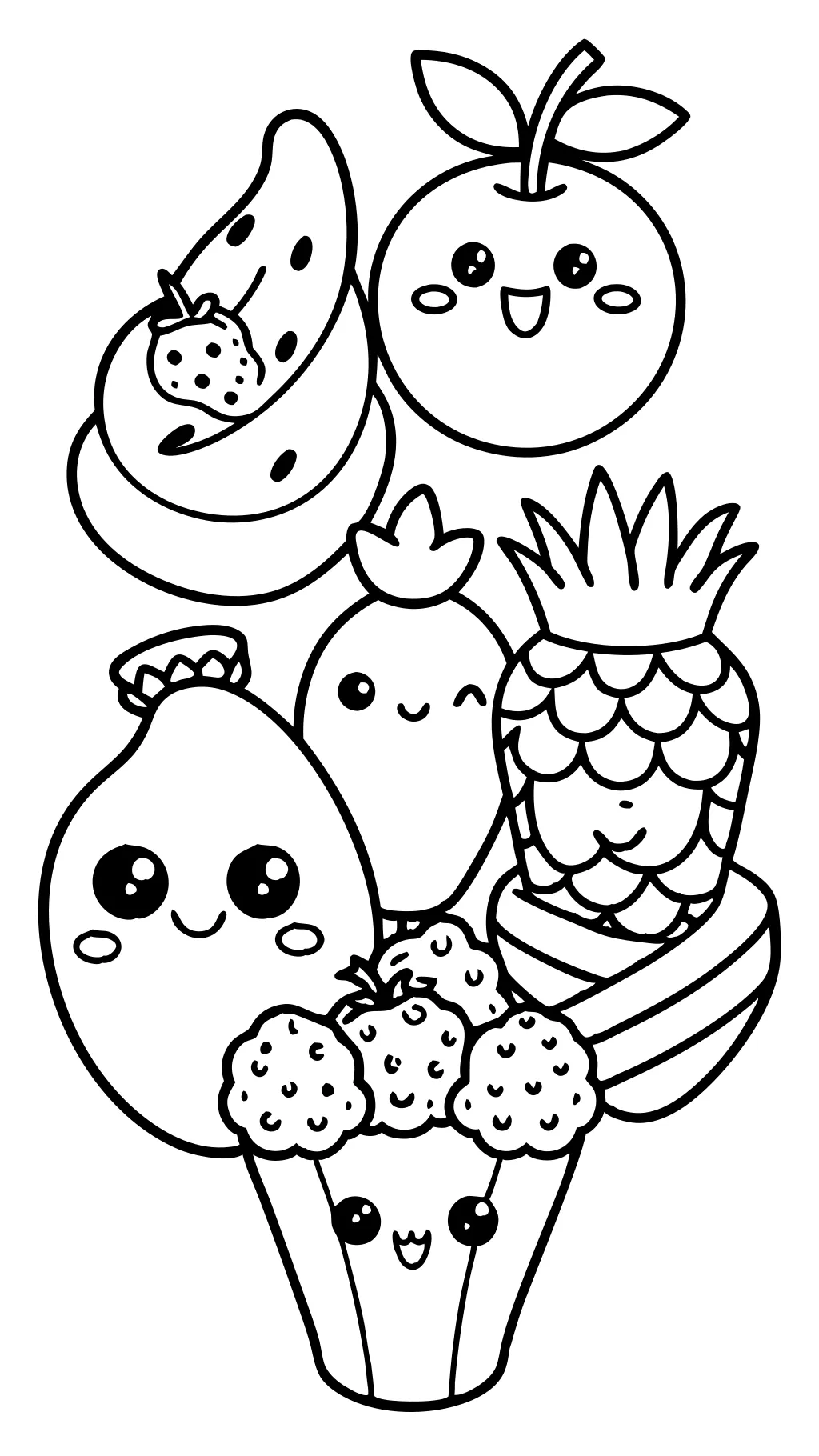 coloring pages cute foods